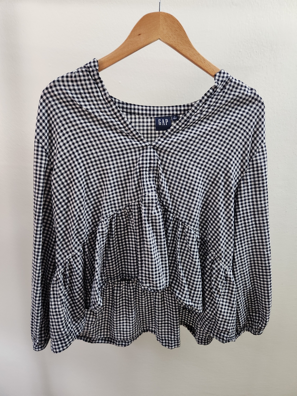 GAP Black & White Gingham Peplum Tunic